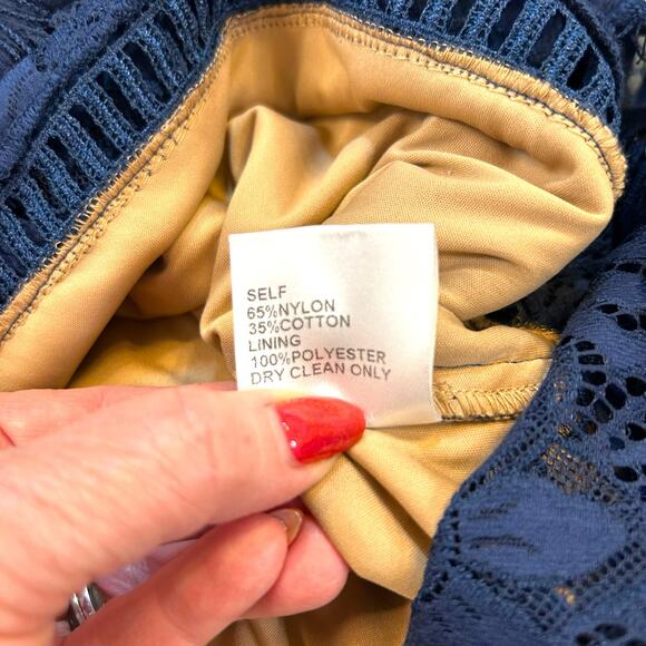 Tadashi Shoji Navy Suma Lace Dress - Size 8 - Picture 11 of 16